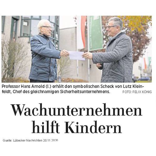 Spende des Lübecker Wachunternehmens Dr. Kleinfeldt Bild 1